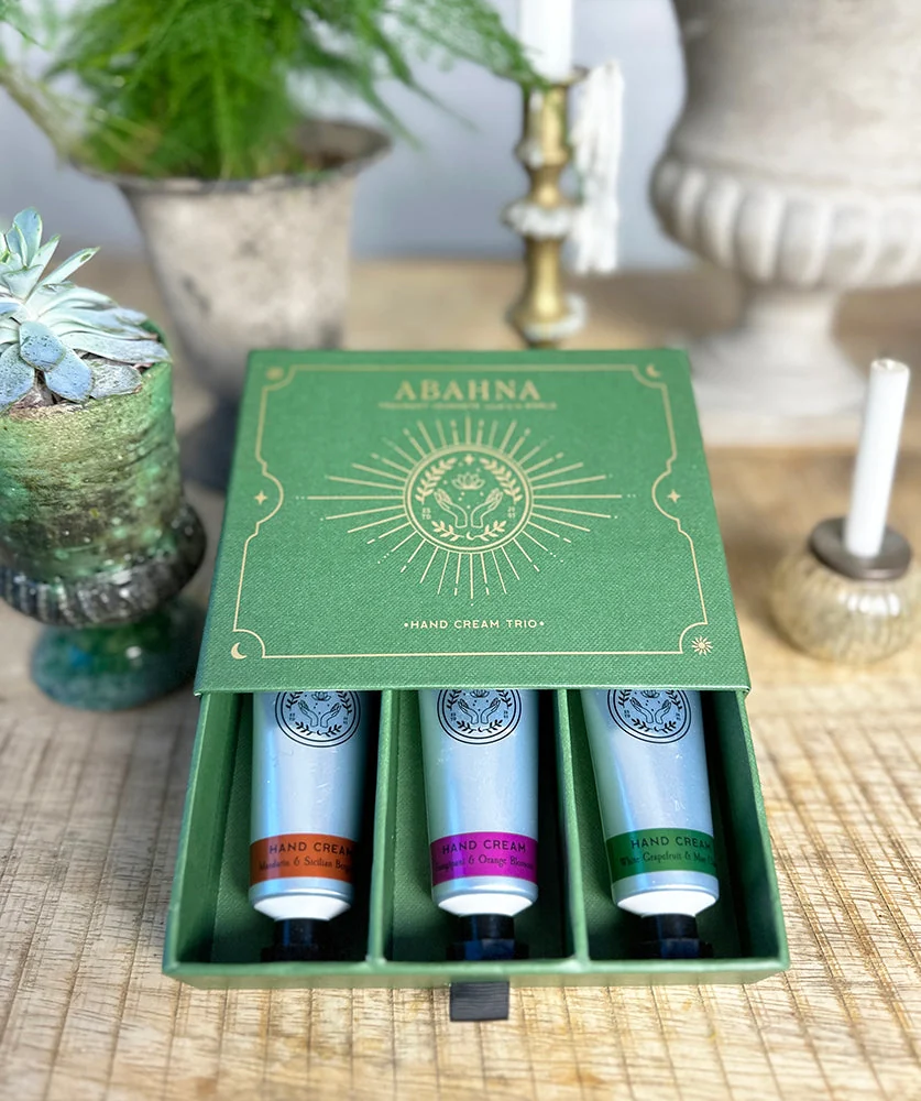 Abahna handcrème-cadeauset in een groene geschenkdoos